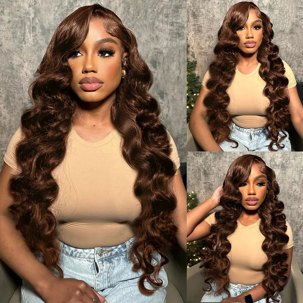 Deep Wave Chocolate Brown 13x4 Transparent Lace Frontal Wigs Human Hair 34 Inch 250% Density Loose Deep Curly Brown Colored Wig Deep Wave Chocolate Brown 13x4 Transparent Lace Frontal Wigs Human Hair 34 Inch 250% Density Loose Deep Curly Brown Colored Wig