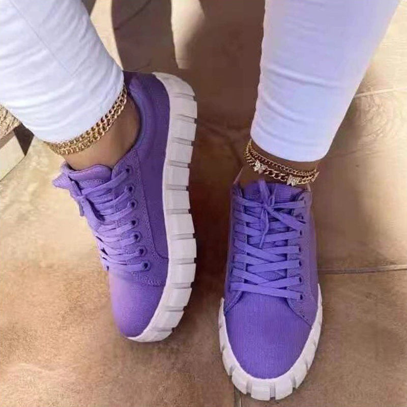 Lace-up Canvas Shoes Summer Round Toe Platform Single Shoes For Women Sneakers 7c54d98aa6e2c098132e0a7d7ca8598c