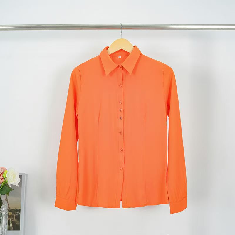 Multicolor Minimalist Solid-color Long-sleeve Shirt f1a045dcf636e3780ccda780b43444c7