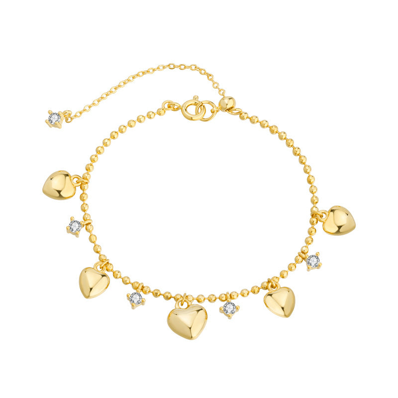 Sweet And Alluring Heart-shaped Zircon Tassel Anklet And Bracelet d926db6b45e8aebed3bd6910a66620d8