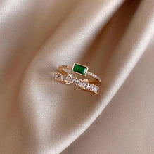 Lightluxury Highend Ring With Real Gold Plating And Peacock Green Exquisitely Set With Full