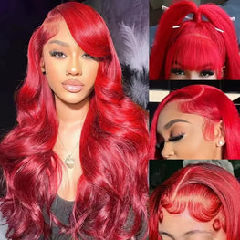 Hot Red 13x6 Hd Lace Frontal Human Hair Wigs Brazilian Colored Body Wave Lace Front Wig 13x4 4x4 5x5 Closure Wig For Women