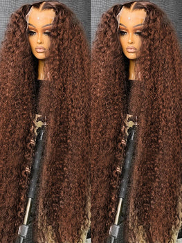 Chocolate Brown Hd Lace Frontal Curly Wigs