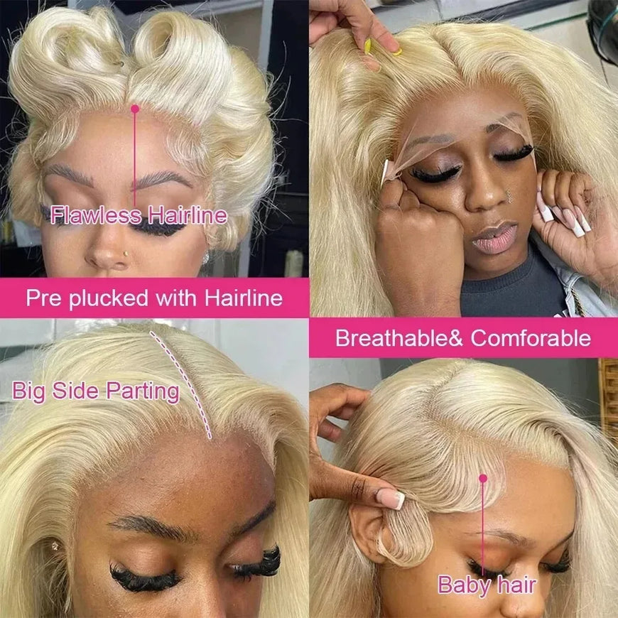 613 Body Wave Human Hair Wig 13x6 Hd Lace Frontal Wig Pre Plucked Brazilian 30 inch Blonde 613 Lace Front Wigs 13x4 Lace Wig