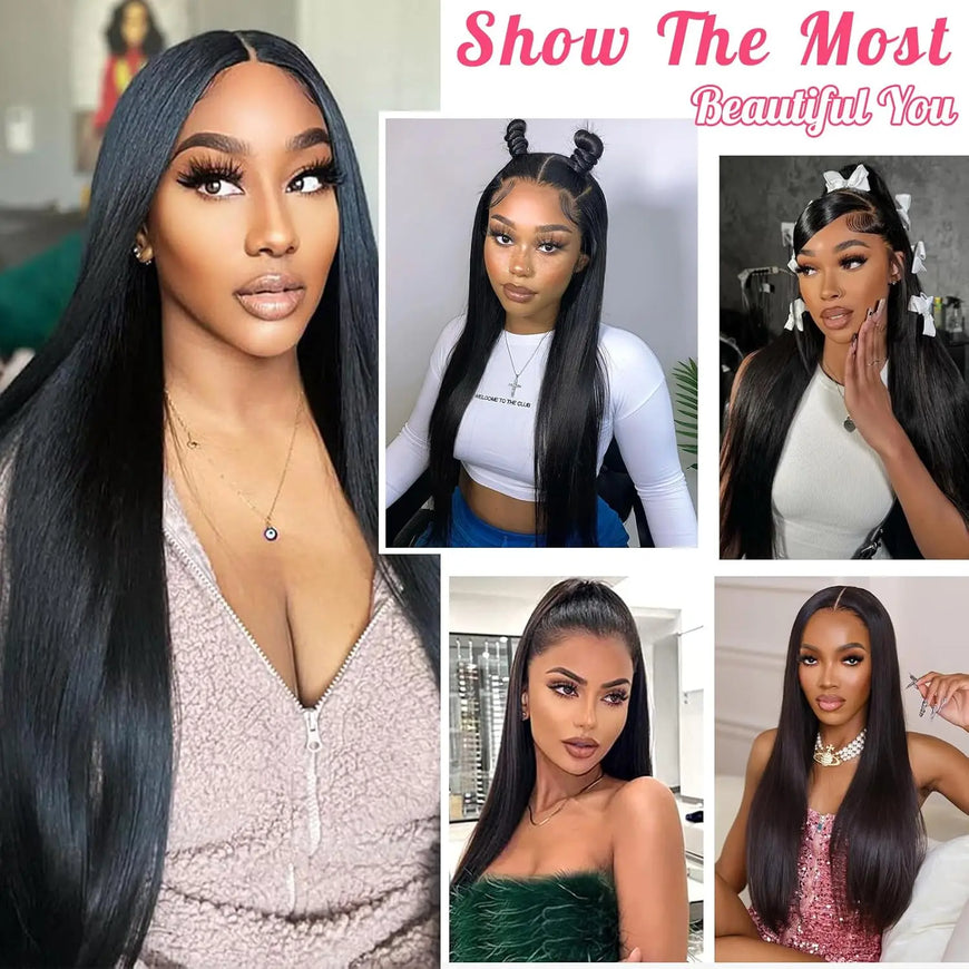 30 40 Inch 13x4 HD Transparent Bone Straight Lace Front Wig 200 Density Brazilian 13x6 Lace Frontal Wigs Human Hair For Women