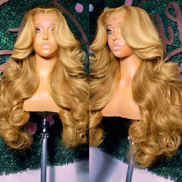 27# Body Wave 32 Inch Honey Blonde Color 13x6 HD Lace Front Wigs Human Hair 220% Density Raw Virgin Highlight Lace Frontal Wig