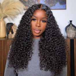 Curly 4x4 5x5 Glueless Lace Front Wig 220 Density Natural Color Deep Wave Pre Cut Brazilian HD Lace wigs Water Wave Human Hair