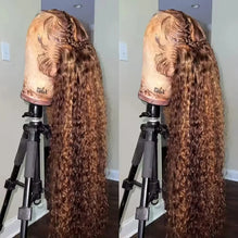 32 36 Inch Highlight Wig Human Hair Deep Wave 13X6 Hd Lace Frontal Wig 13X5 4/27 Ombre Brown Blonde Lace Front Wigs For Women
