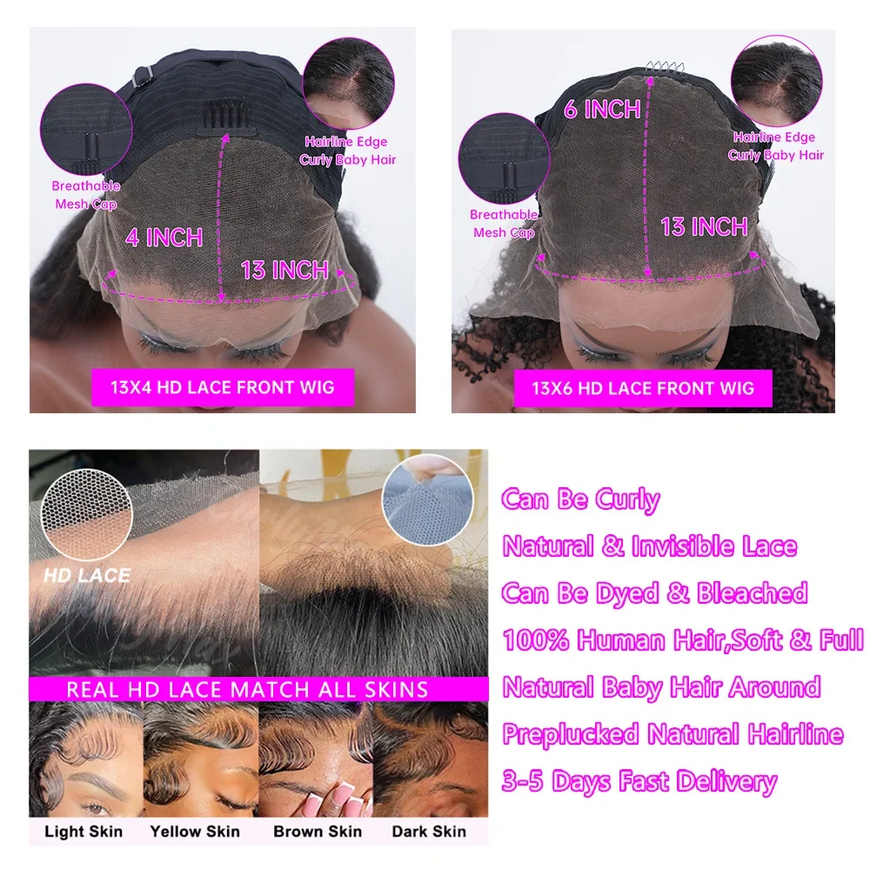 Transparent HD Lace Frontal Curly Wigs