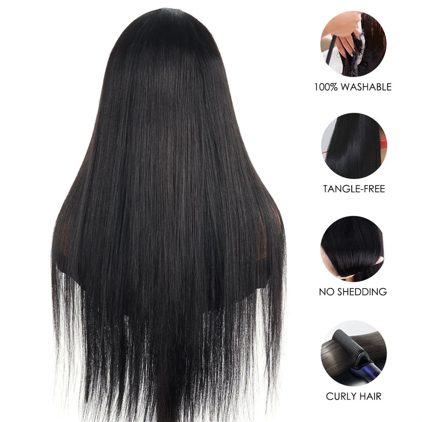 Bone Straight Lace Front Wigs Human Hair Brazilian 13x4 13x6 5x5HD Transparent Lace Frontal Wigs For Women 40 Inches 220 Density