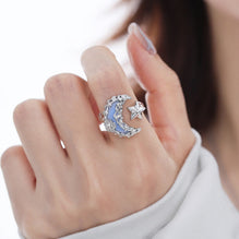 Lava Blue Moon Ring For Women Light Luxury High-End