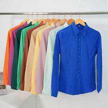 Multicolor Minimalist Solid-color Long-sleeve Shirt