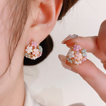 Fresh And Fashionable Zircon Pearl Flower Earrings